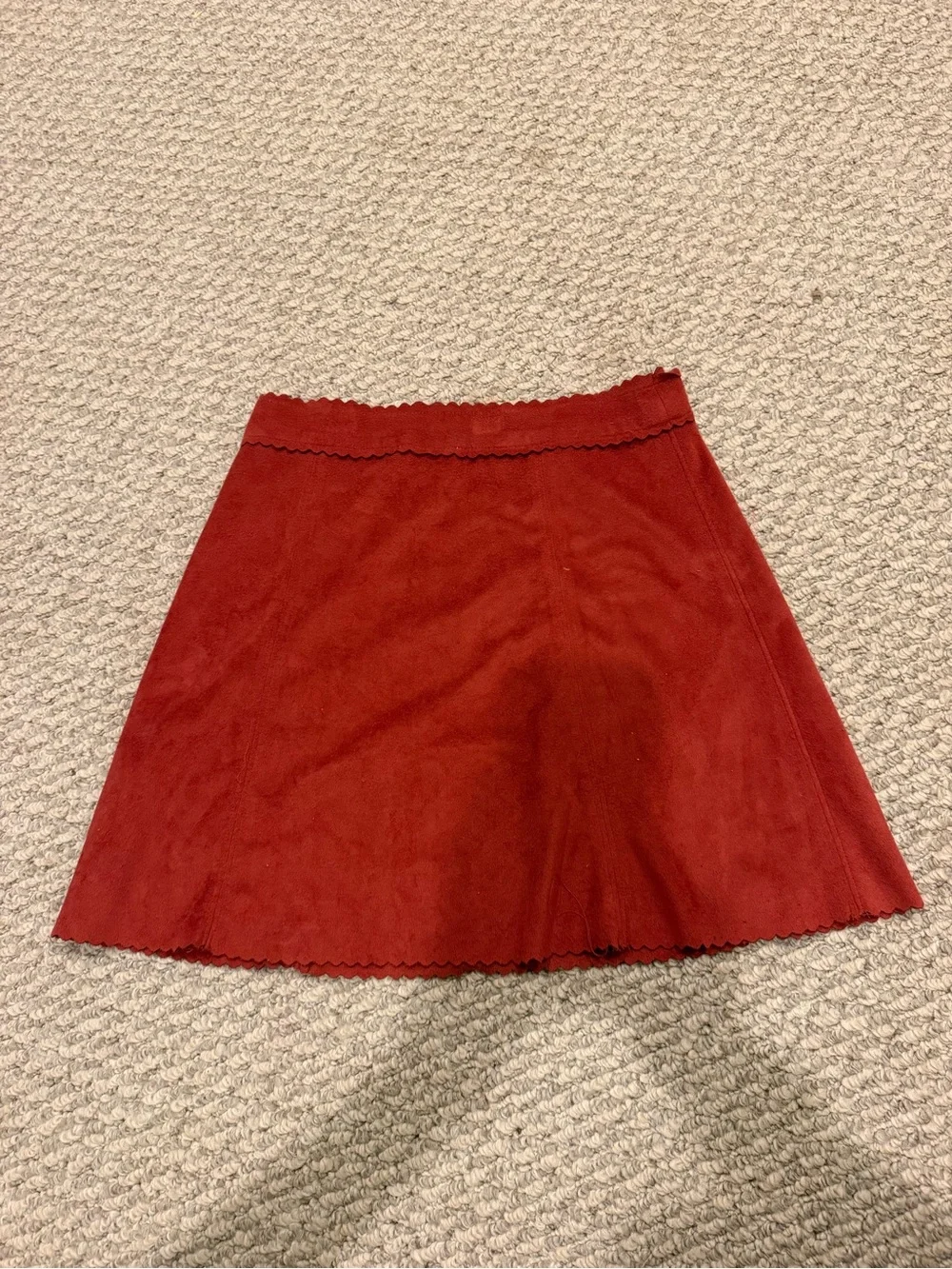 Altar'd State Red Scalloped Hem Skater Skirt